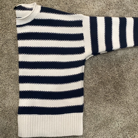 J. Crew Navy White Stripe Knit Crew Neck Long Sleeve Sweater M - Picture 5 of 10